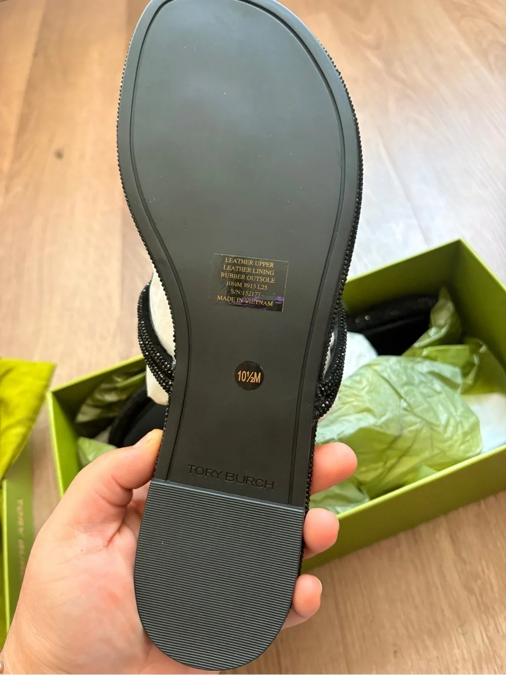 Tory Burch Black Embellished Miller Slide Sandal